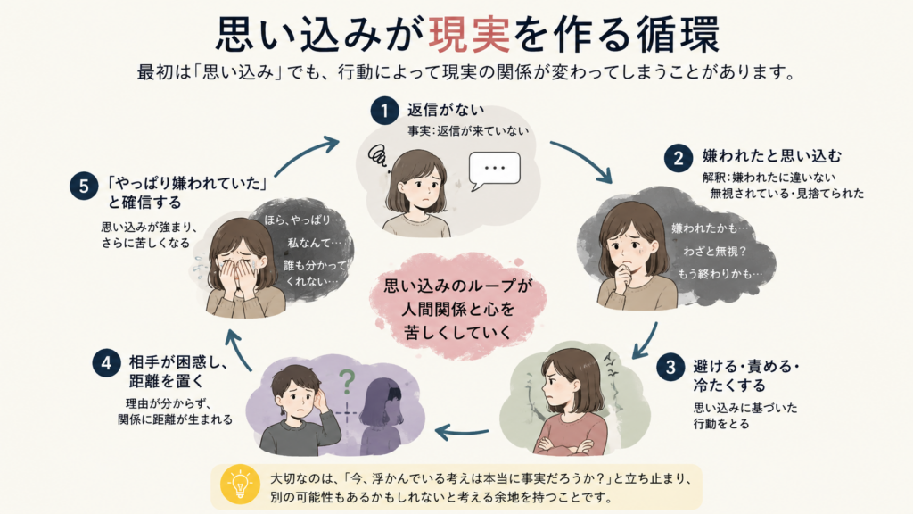 思い込みによる行動が人間関係を悪化させる循環