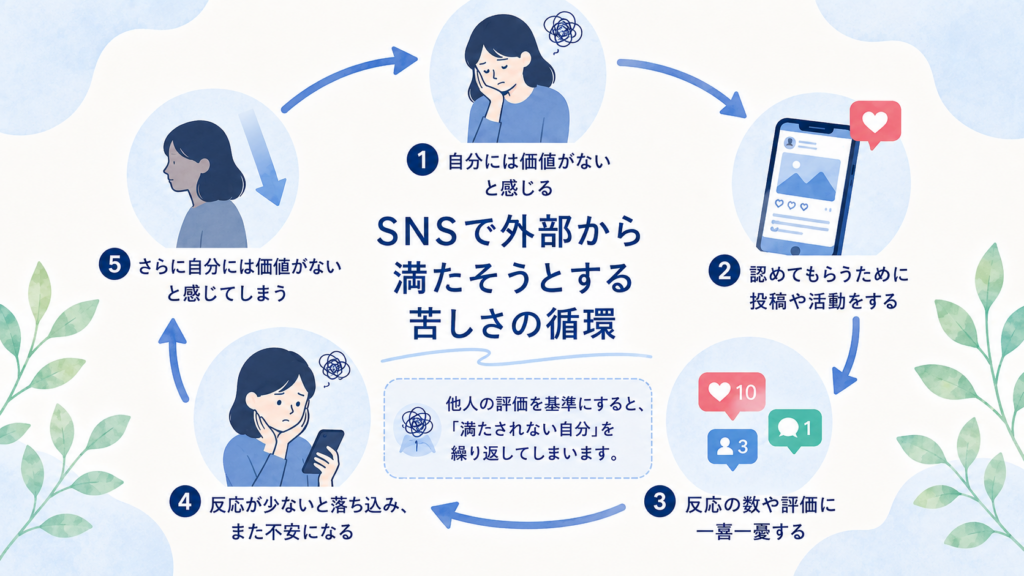 SNSの反応に自己価値を求めて苦しくなる循環